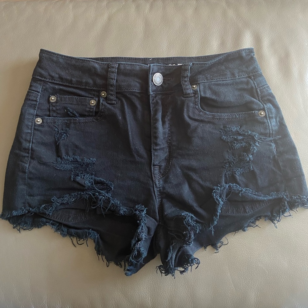 American Eagle black distressed shorts. Size 4.